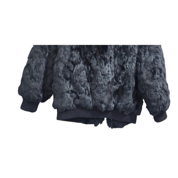 Niki Real Rabbit Fur Bomber Jacket Women’s Size L Black Genuine Fur Short Coat L - Picture 8 of 15